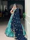Blue Colour Slab Silk With Sequins And Thread Embroidery Work Lehenga With Blouse And Dupatta LNB1443 